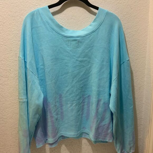 Electric & Rose Oversized High Low Sweatshirt Tie Dye Blue  Small - Picture 5 of 11